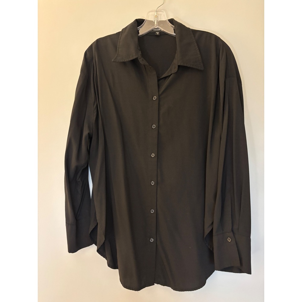 Mittoshop Button Down Shirt Women Black Long Sleeve Relaxed Fit M